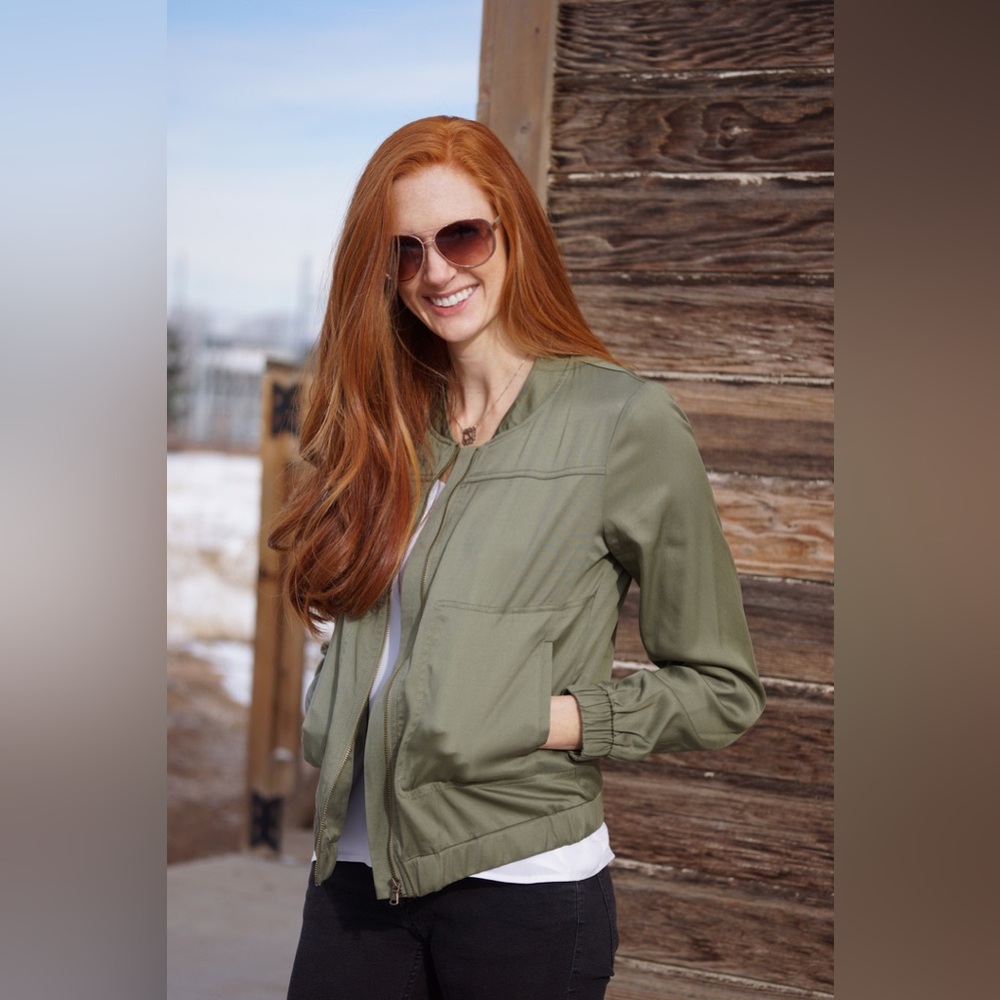 Merona Utility Full Zip Jacket Olive Green